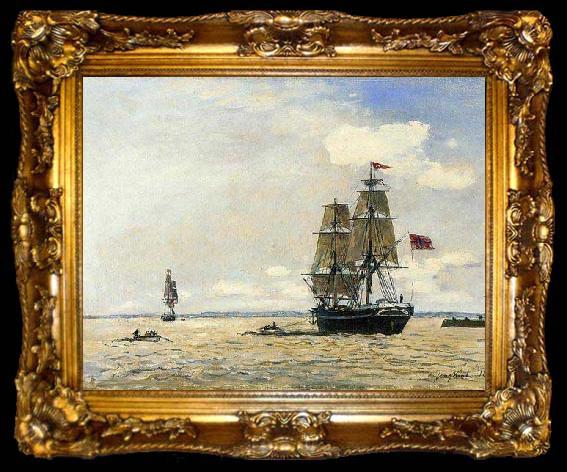 framed  Johan Barthold Jongkind Norwegian Ship, ta009-2